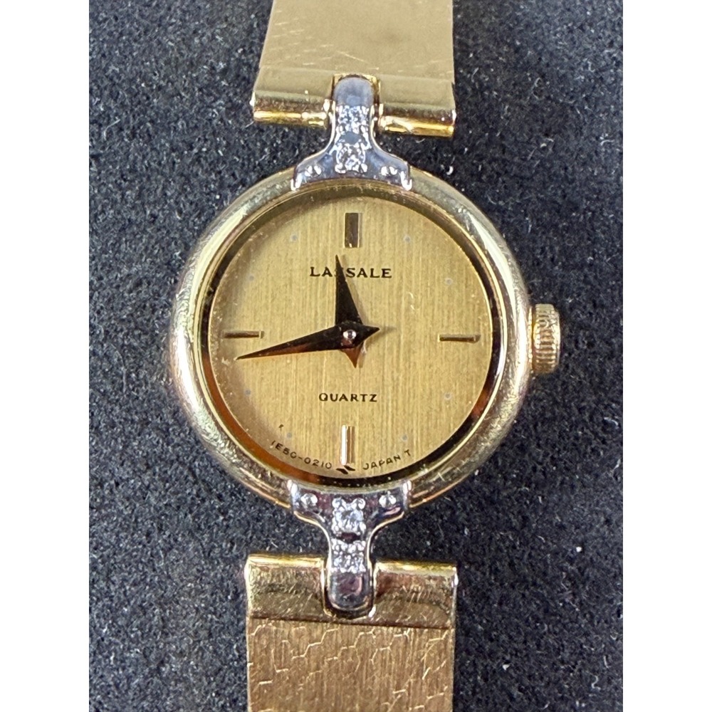 Seiko Lassale Ladies Gold Tone Vintage Watch 1E50-0210 Small Wrist w/ Box
